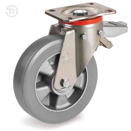 TR Roll ESD Polyurethane Wheels, Swivel Castor P, Rear Brake — Tellure Rota