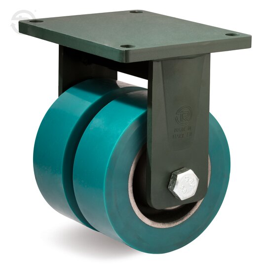 TR Roll Polyurethane Wheels With Twin Welded Fixed Castor — Tellure Rota