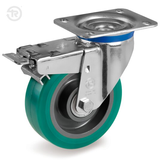 TR Roll Polyurethane Wheels, Swivel Castor M, Brake — Tellure Rota