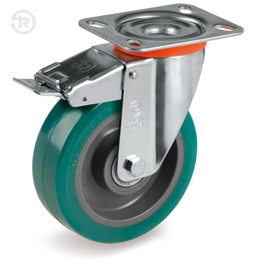 TR Roll Polyurethane Wheels, Swivel Castor NL, Brake — Tellure Rota
