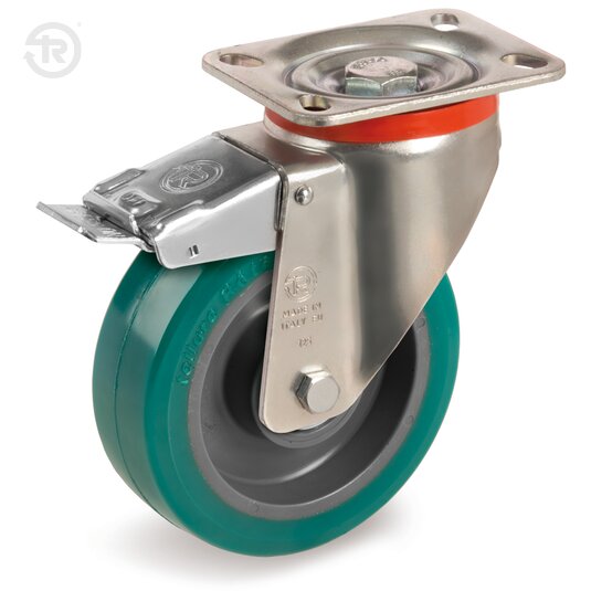 TR Roll Polyurethane Wheels, Swivel Castor P, Brake — Tellure Rota