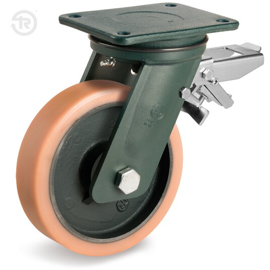 Vulkollan® Wheels, Swivel Welded Castor, Brake — Tellure Rota