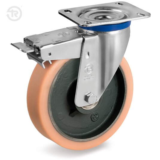 Vulkollan® Wheels, Swivel Castor M, Brake — Tellure Rota
