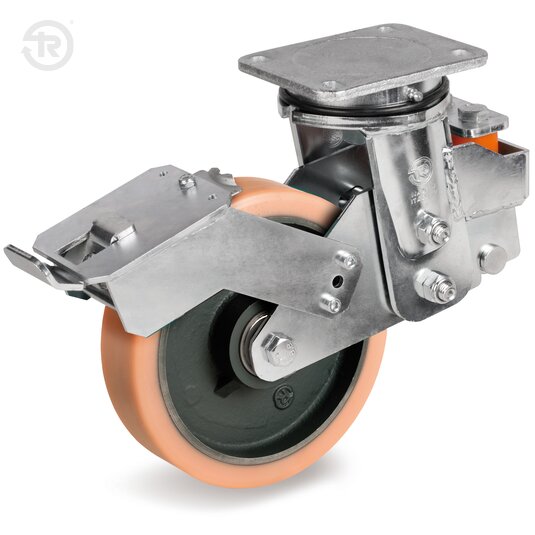 Vulkollan® Wheels, Sprung Swivel Castor, Brake — Tellure Rota