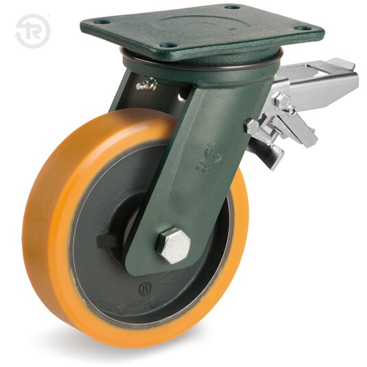 Ruote In Poliuretano TR, Supporto Rotante Elettrosaldato, Freno — Tellure Rota