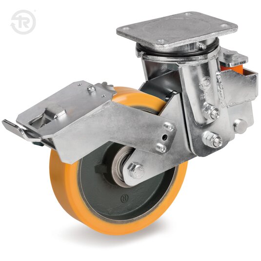 Ruote In Poliuretano TR, Supporto Rotante Molleggiato, Freno — Tellure Rota