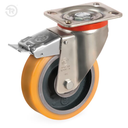 Ruote In Poliuretano TR, Supporto Rotante P, Freno Anteriore — Tellure Rota