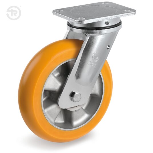 Ruote In Poliuretano TR Bombate, Supporto Fisso Elettrosaldato — Tellure Rota