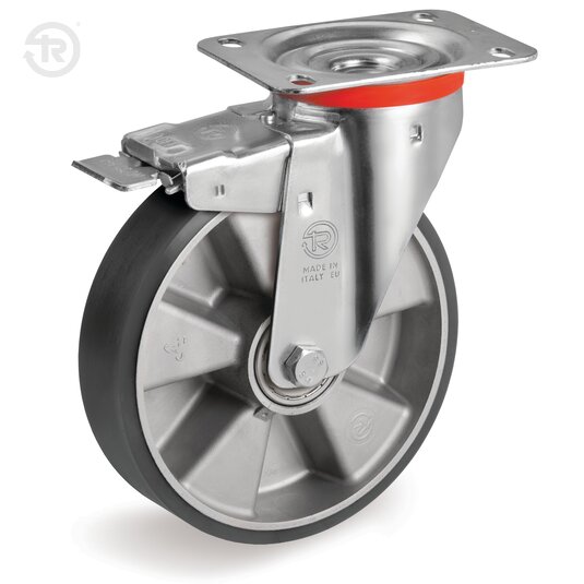 TR ESD Polyurethane Wheels With NL Swivel Castor And Brake — Tellure Rota