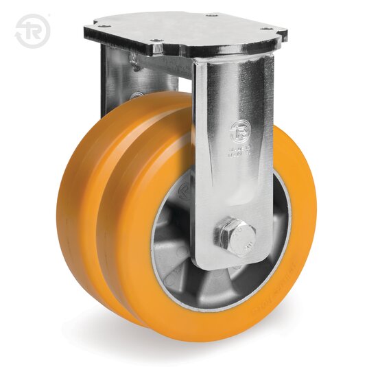 Ruote In Poliuretano TR Alto Spessore, Supporto Fisso Elettrosaldato Gemellato — Tellure Rota