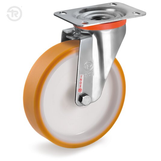 Ruote In Poliuretano TR, Supporto Rotante Inox NLX — Tellure Rota