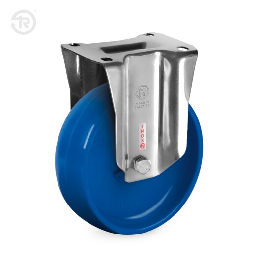 Blue Polyamide 6 Wheels With NLX Stainless Steel Fixed Castor — Tellure Rota