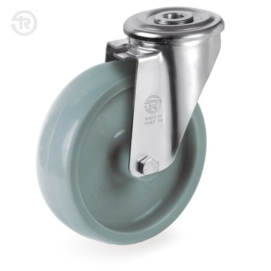 Fa Grey Polyamide 6 Wheels, Swivel Castor With Bolt Hole NL, Brake — Tellure Rota
