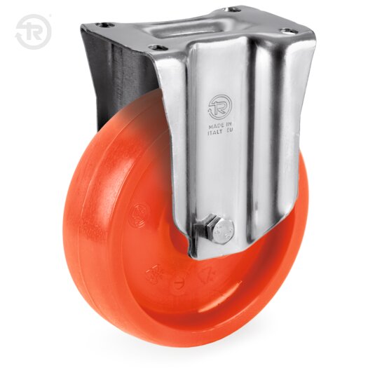 Orange Polyamide 6 Wheels, Fixed Castor NL M — Tellure Rota