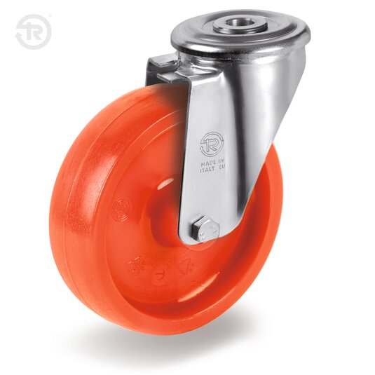 Fa Orange Polyamide 6 Wheels, Swivel Castor With Bolt Hole NL, Brake — Tellure Rota