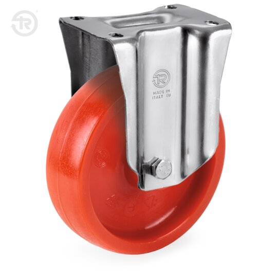 Red Polyamide 6 Wheels, Fixed Castor NL M — Tellure Rota