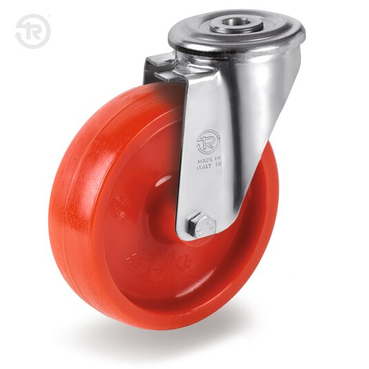 Fa Red Polyamide 6 Wheels, Swivel Castor With Bolt Hole NL, Brake — Tellure Rota