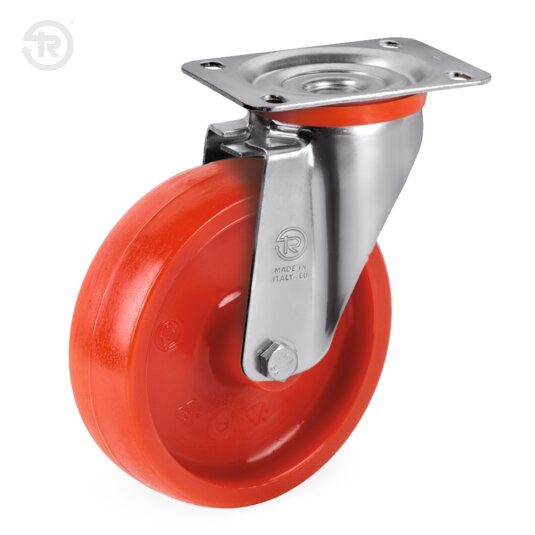 Fa Red Polyamide 6 Wheels, Swivel Castor NL, Brake — Tellure Rota