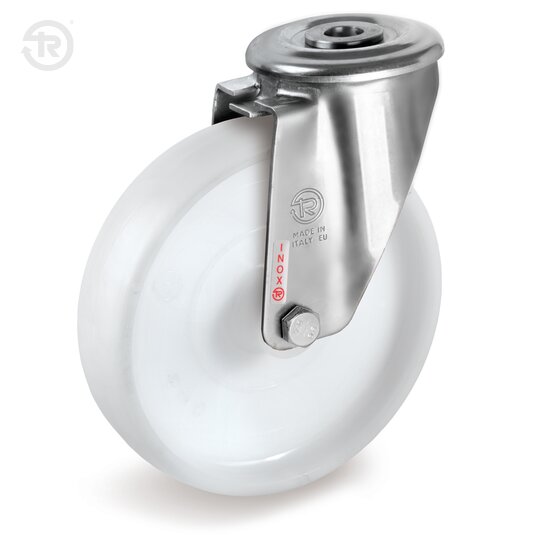 Polyamide 6 Wheels, Stainless Steel Swivel Castor With Bolt Hole NLX — Tellure Rota