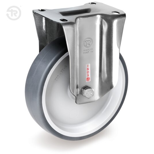 Thermoplastic Rubber Wheels, Stainless Steel Fixed Castor NLX — Tellure Rota