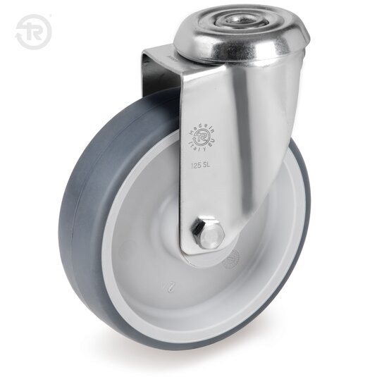 FR Thermoplastic Rubber Wheels, Swivel Castor With Bolt Hole SL, Brake — Tellure Rota