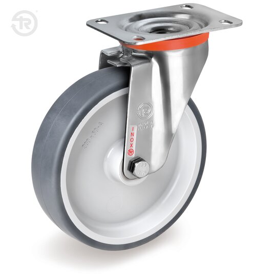 Thermoplastic Rubber Wheels, Stainless Steel Swivel Castor NLX — Tellure Rota