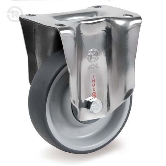 Thermoplastic Rubber Wheels, Stainless Steel Fixed Castor NLX — Tellure Rota