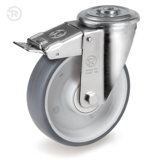 Thermoplastic Rubber Wheels, Swivel Castor With Bolt Hole NL, Brake — Tellure Rota
