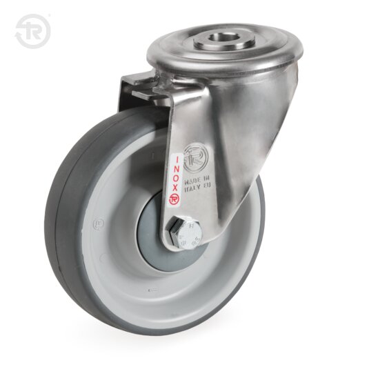 Thermoplastic Rubber Wheels, Stainless Steel Swivel Castor With Bolt Hole NLX — Tellure Rota