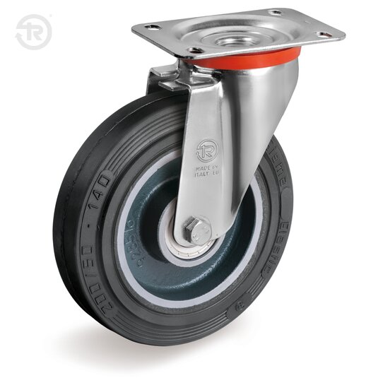 FR An Sigma Elastic Rubber Wheels, Swivel Castor NL, Brake — Tellure Rota
