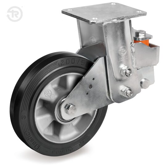 Sigma Elastic Rubber Wheels, Fixed Sprung Castor — Tellure Rota