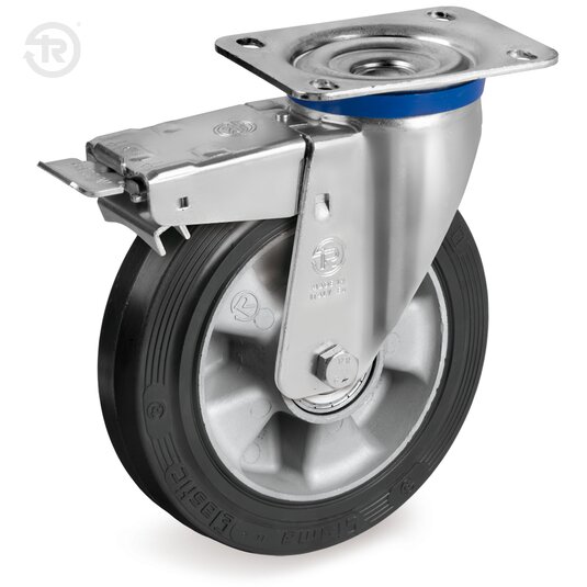 Sigma Elastic Rubber Wheels, Swivel Castor M, Brake — Tellure Rota