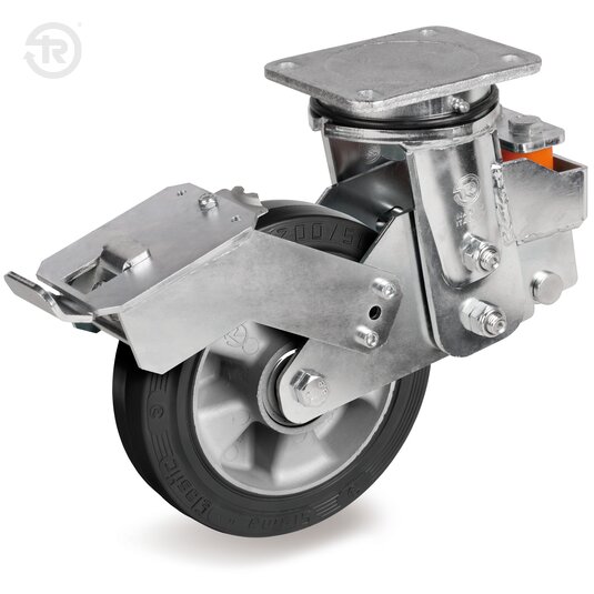 Sigma Elastic Rubber Wheels, Swivel Sprung Castor, Brake — Tellure Rota