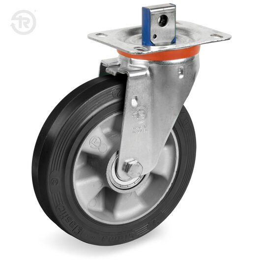 Sigma Elastic Rubber Wheels With NL Swivel Castor And Hexagonal Brake — Tellure Rota