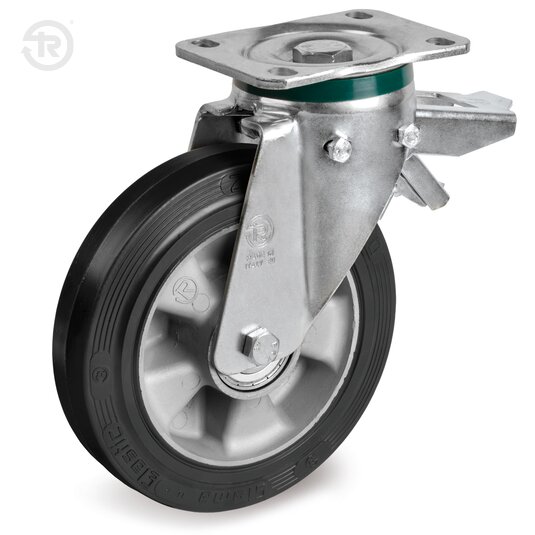 Sigma Elastic Rubber Wheels, Swivel Castor PT, Brake — Tellure Rota