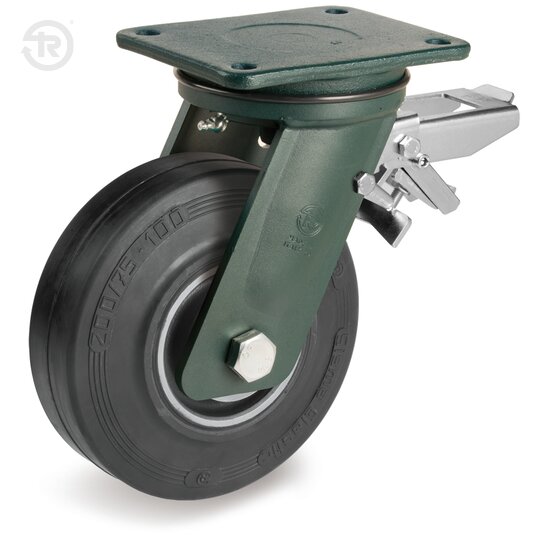 Sigma Elastic Rubber Wheels, Swivel Welded Castor, Brake — Tellure Rota