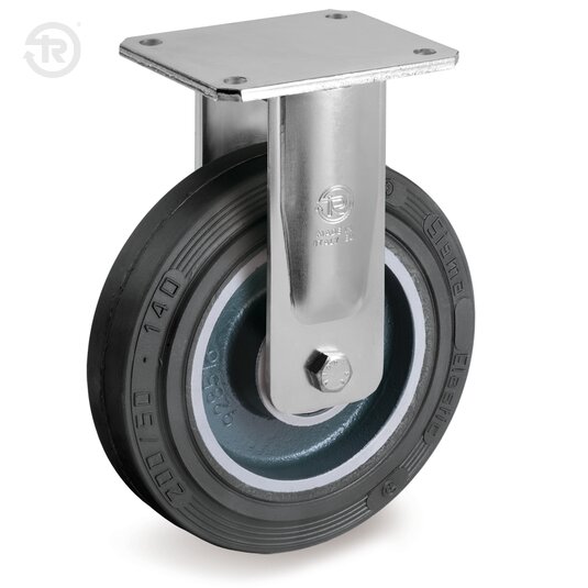 Sigma Elastic Rubber Wheels, Fixed Welded Castor — Tellure Rota
