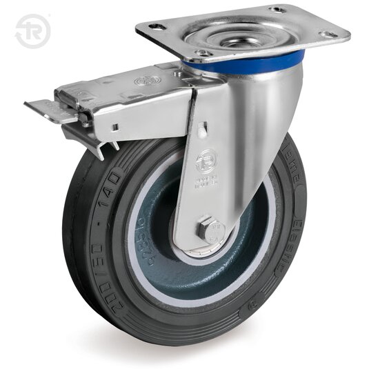 Sigma Elastic Rubber Wheels, Swivel Castor M, Brake — Tellure Rota