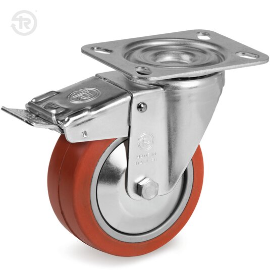 Roulette En Caoutchouc Pivotante À Platine Avec Frein — Tellure Rota