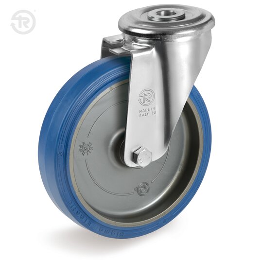 Sigma Elastic Rubber Wheels, Swivel Castor With Bolt Hole NL — Tellure Rota