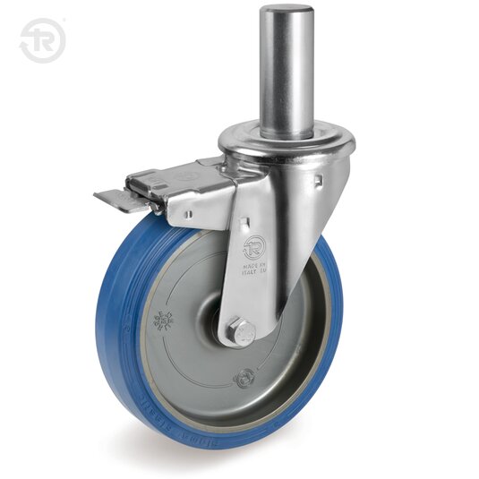 Sigma Elastic Rubber Wheels, Swivel Castor NL With Stem, Brake — Tellure Rota