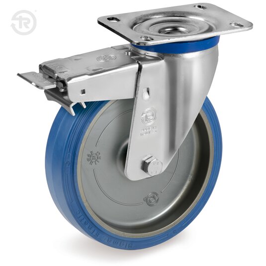 Sigma Elastic Rubber Wheels, Swivel Castor M, Brake — Tellure Rota