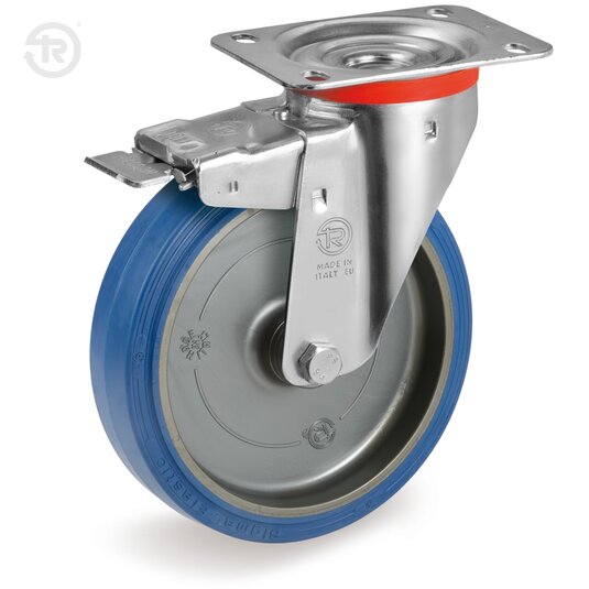 Sigma Elastic Rubber Wheels, Swivel Castor NL, Brake — Tellure Rota