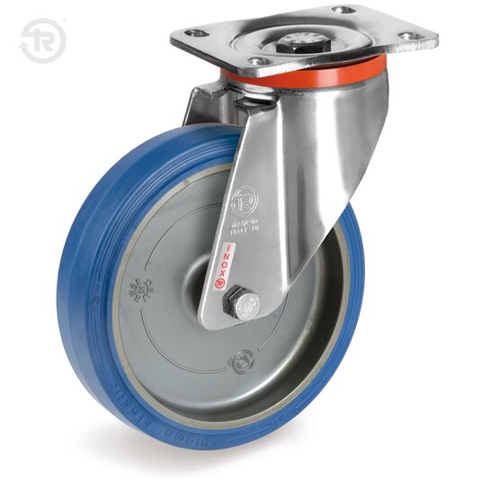 Sigma Elastic Rubber Wheels, Stainless Steel Swivel Castor Px — Tellure Rota
