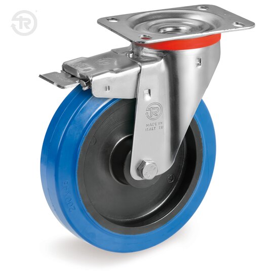 Elastic Rubber Wheels, Swivel Castor NL With Front Lock — Tellure Rota