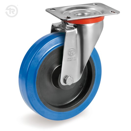 Fratt Elastic Rubber Wheels With NL Swivel Castor And Dead Man Brake — Tellure Rota