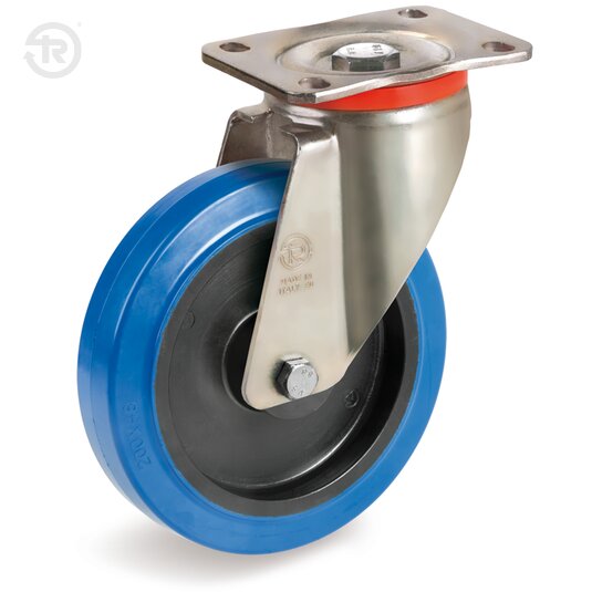 Frpos Elastic Rubber Wheels, Swivel Castor P, Rear Brake — Tellure Rota
