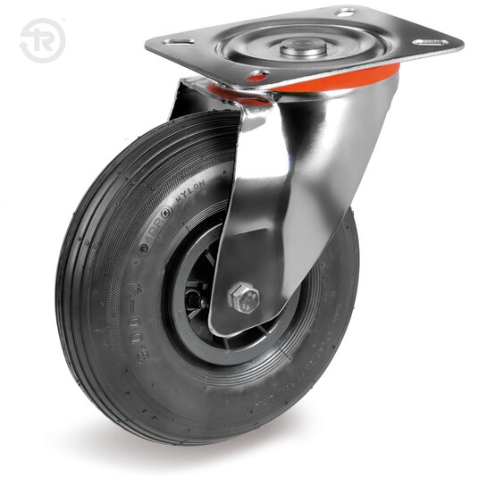 Ribbed Pneumatic Wheels, Swivel Castor — Tellure Rota