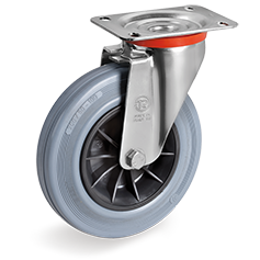 Tellure Rota 224410 — Abriebfeste Vollgummi-Räder, Polypropylenkern, Lenkrolle mit Platte NL — 224410 | Tellure Rota