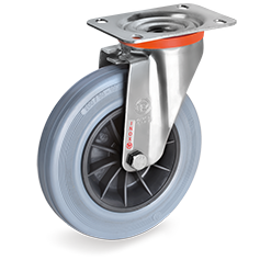 Tellure Rota 224802 — Non-marking rubber wheels, polypropylene centre, swivel top plate bracket type NLX — 224802 | Tellure Rota